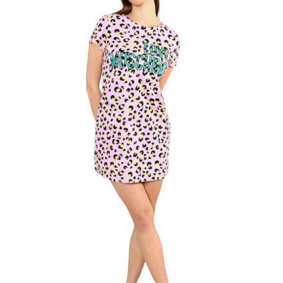 LOVE MOSCHINO Pink\Yellow Leopard Mini Dress NWT - Picture 3 of 7